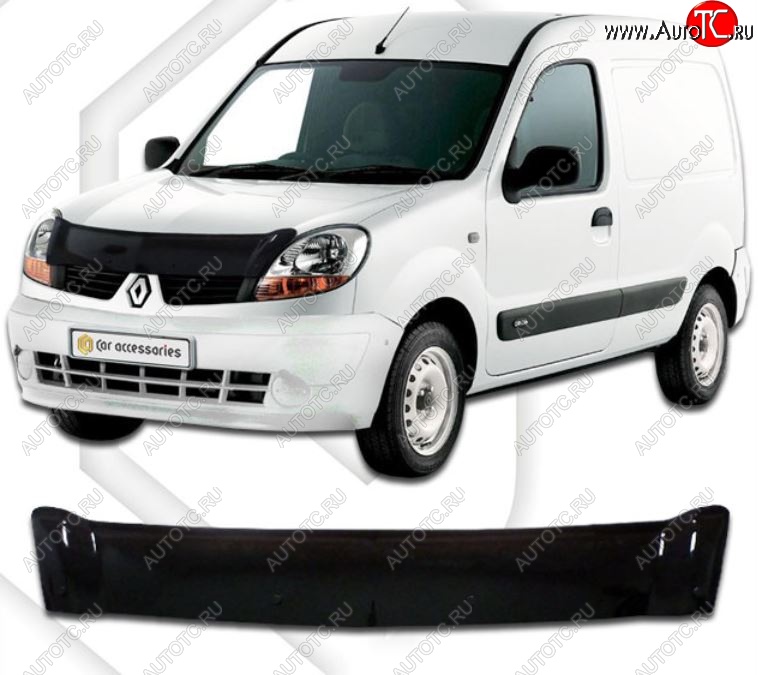 1 899 р. Дефлектор капота CA-Plastic Renault Kangoo KC рестайлинг (2003-2007) (серия Classic черный, Без надписи)  с доставкой в г. Вологда