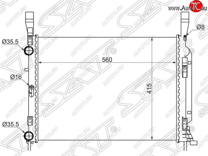 8 299 р. Радиатор двигателя SAT Renault Kangoo KW0 дорестайлинг (2008-2013)  с доставкой в г. Вологда