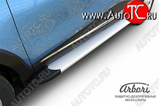 16 249 р. Порожки для ног Arbori Optima Silver Renault Kaptur рестайлинг (2020-2025)  с доставкой в г. Вологда