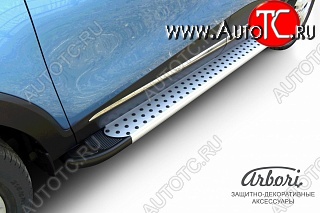 13 499 р. Порожки для ног Arbori Standart Silver Renault Kaptur дорестайлинг (2016-2020)  с доставкой в г. Вологда