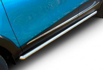 Защита штатных порогов с листом Arbori (труба - нержавейка d42, лист - алюминий) Renault Kaptur рестайлинг (2020-2025)