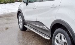 24 649 р. Порожки для ног (Ø42) SLITKOFF Renault Kaptur рестайлинг (2020-2025) (лист - алюминий, профиль - нержавейка)  с доставкой в г. Вологда. Увеличить фотографию 2