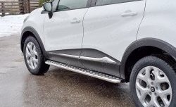 Порожки для ног (Ø42) SLITKOFF Renault Kaptur рестайлинг (2020-2025) (лист - алюминий, профиль - нержавейка)