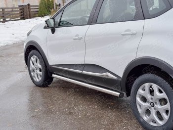 18 799 р. Защита порогов из круглой трубы диаметром 63 мм SLITKOFF v2 Renault Kaptur рестайлинг (2020-2025)  с доставкой в г. Вологда. Увеличить фотографию 2