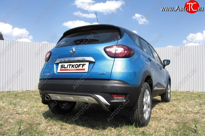 6 999 р. Защита задняя Slitkoff Renault Kaptur дорестайлинг (2016-2020) (Цвет: серебристый)  с доставкой в г. Вологда