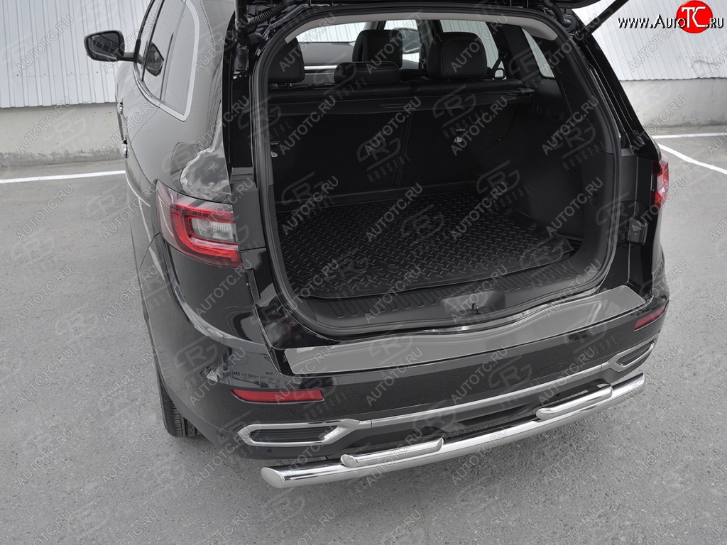 2 099 р. Накладка защитная на задний бампер Russtal (лист нерж зеркальный) Renault Koleos 2 (2016-2025)  с доставкой в г. Вологда