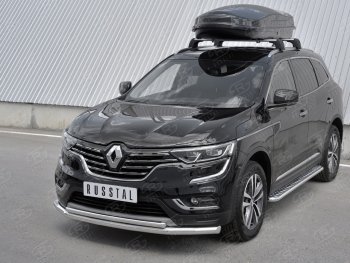 21 749 р. Защита переднего бампера (2 трубы Ø63 и 42 мм, нержавейка) SLITKOFF Renault Koleos 2 (2016-2025)  с доставкой в г. Вологда. Увеличить фотографию 2