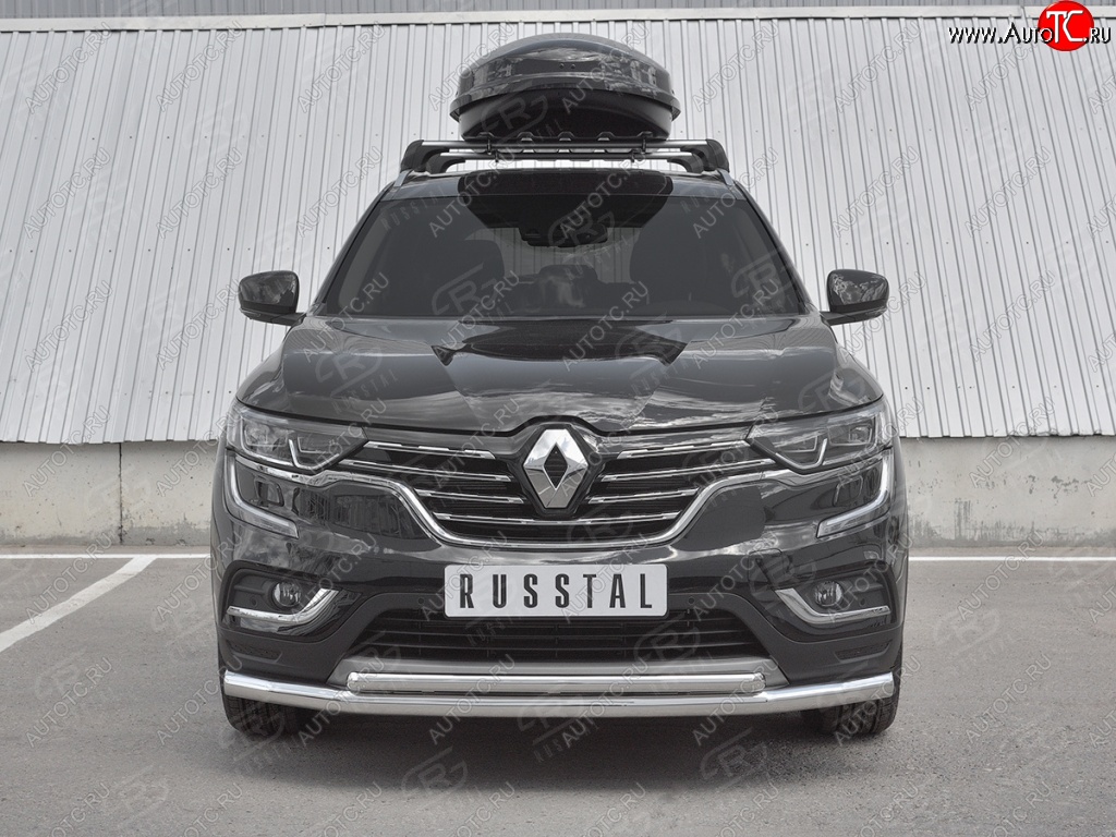 21 749 р. Защита переднего бампера (2 трубы Ø63 и 42 мм, нержавейка) SLITKOFF Renault Koleos 2 (2016-2025)  с доставкой в г. Вологда