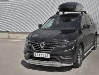 16 099 р. Защита переднего бампера (2 трубы Ø63 и 75х42 мм, нержавейка) Russtal Renault Koleos 2 (2016-2025)  с доставкой в г. Вологда. Увеличить фотографию 2