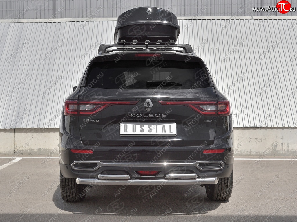 18 849 р. Защита заднего бампера (2 трубы Ø63 и 42 мм, нержавейка) SLITKOFF Renault Koleos 2 (2016-2025)  с доставкой в г. Вологда