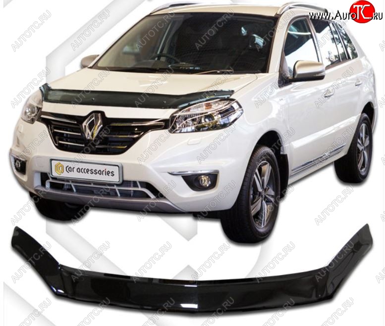 2 159 р. Дефлектор капота CA-Plastiс Renault Koleos 1 Phase 3 (2013-2016) (Classic черный, Без надписи)  с доставкой в г. Вологда