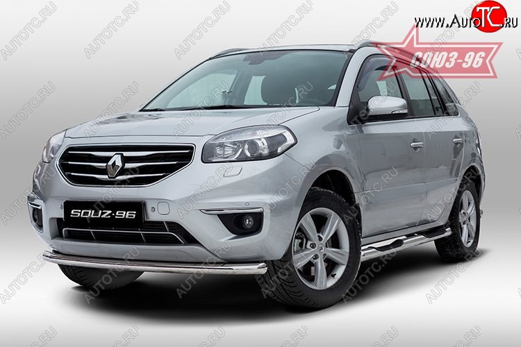15 389 р. Защита переднего бампера одинарная Souz-96 Premium (d60) Renault Koleos 1 Phase 2 (2011-2013)  с доставкой в г. Вологда