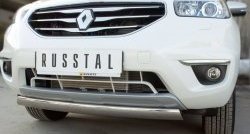 12 999 р. Защита переднего бампера (Ø75х42 мм, нержавейка) Russtal Renault Koleos 1 Phase 3 (2013-2016)  с доставкой в г. Вологда. Увеличить фотографию 2
