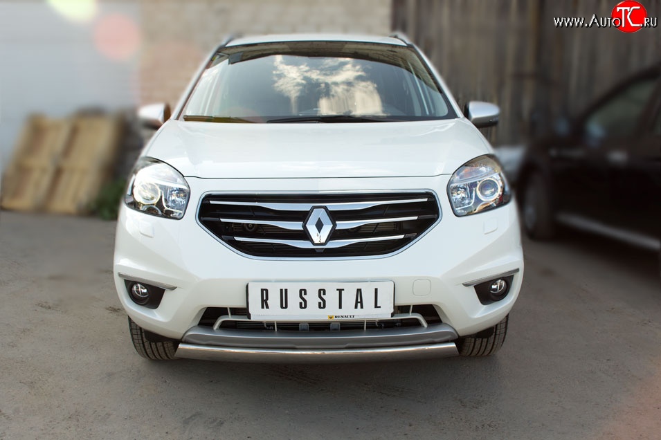 12 999 р. Защита переднего бампера (Ø75х42 мм, нержавейка) Russtal Renault Koleos 1 Phase 3 (2013-2016)  с доставкой в г. Вологда