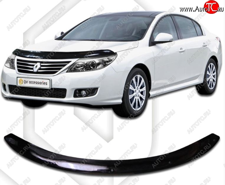 1 899 р. Дефлектор капота CA-Plastic Renault Latitude (2010-2018) (Classic черный, Без надписи)  с доставкой в г. Вологда