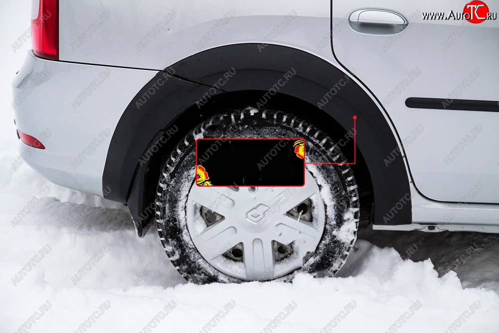 2 749 р. Расширитель арки RA (вылет 10 мм, задний правый) Renault Logan 1 рестайлинг (2010-2016) (Поверхность глянец (под покраску), Неокрашенный)  с доставкой в г. Вологда