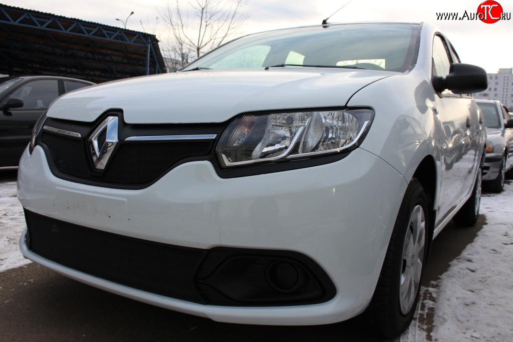 1 469 р. Сетка в решетку радиатора Russtal Renault Logan 2 дорестайлинг (2014-2018) (черная)  с доставкой в г. Вологда