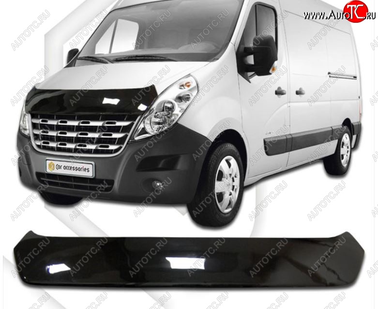 2 199 р. Дефлектор капота CA-Plastic Renault Master FV,JV фургон дорестайлинг (2010-2015) (Classic черный, Без надписи)  с доставкой в г. Вологда