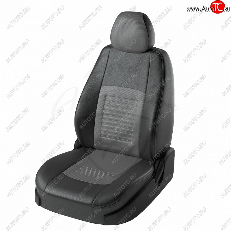 9 449 р. Чехлы для сидений Lord Autofashion Турин (экокожа) Renault Megane седан  дорестайлинг (2002-2006) (Чёрный, вставка серая)  с доставкой в г. Вологда