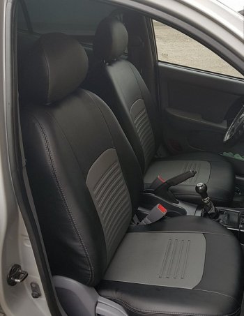 9 449 р. Чехлы для сидений Lord Autofashion Турин (экокожа) Renault Megane седан  дорестайлинг (2002-2006) (Чёрный, вставка серая)  с доставкой в г. Вологда. Увеличить фотографию 2