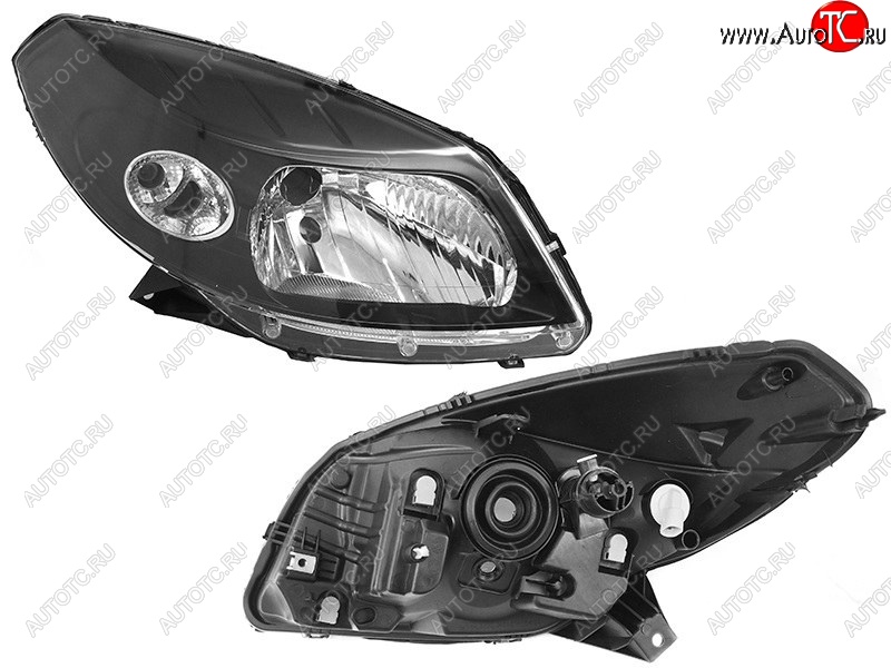 3 599 р. Правая фара (чёрная) SAT  Renault Sandero  (BS) - Sandero Stepway  (BS)  с доставкой в г. Вологда