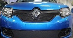 1 469 р. Нижняя сетка на бампер Russtal (черная) Renault Sandero (B8) дорестайлинг (2014-2018)  с доставкой в г. Вологда. Увеличить фотографию 2