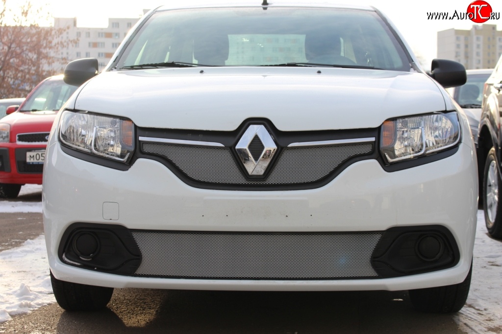 1 539 р. Нижняя сетка на бампер Stepway Russtal (хром) Renault Sandero (B8) дорестайлинг (2014-2018)  с доставкой в г. Вологда