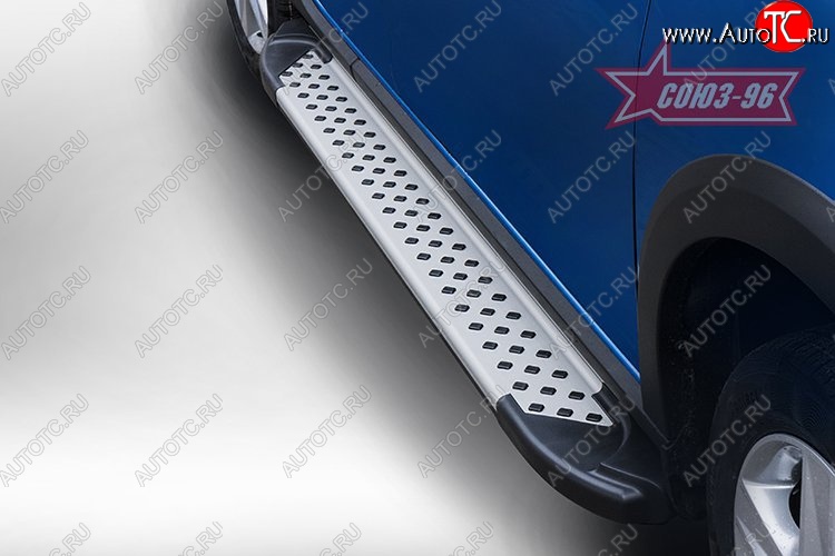 8 819 р. Пороги из алюминиевого профиля Souz-96 Renault Sandero (B8) дорестайлинг (2014-2018)  с доставкой в г. Вологда