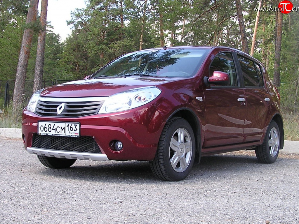 2 799 р. Низкая накладка Kart на передний бампер Renault Sandero (BS) (2009-2014) (Неокрашенная)  с доставкой в г. Вологда