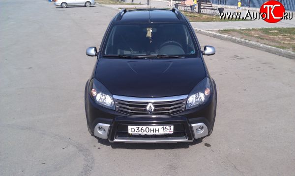 4 249 р. Высокая Накладка Kart на передний бампер Renault Sandero (BS) (2009-2014) (Неокрашенная)  с доставкой в г. Вологда