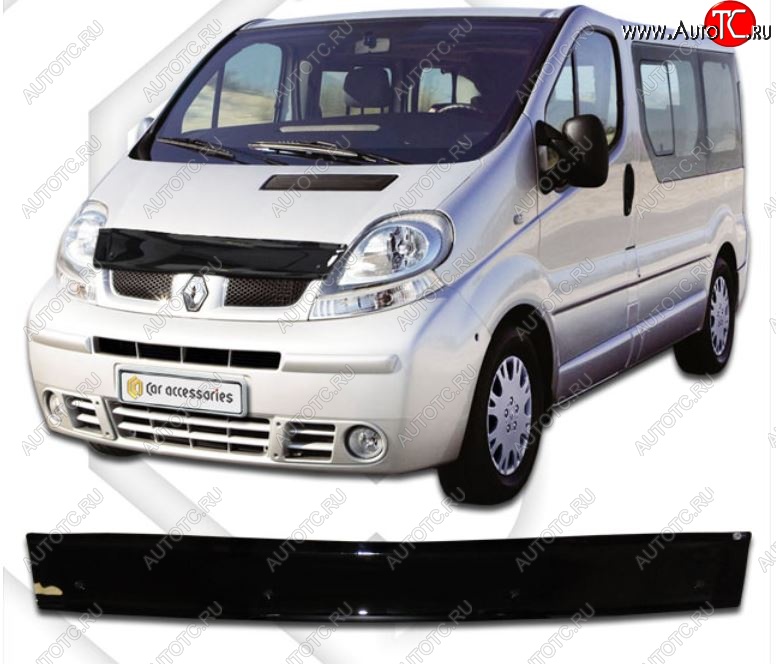 1 839 р. Дефлектор капота CA-Plastic  Renault Trafic  X83 (2001-2014) дорестайлинг, рестайлинг (Classic черный, Без надписи)  с доставкой в г. Вологда