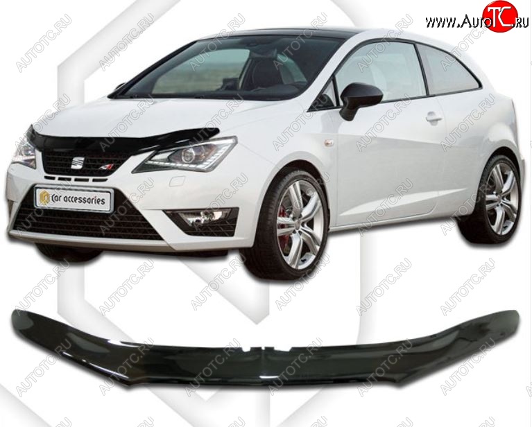 1 899 р. Дефлектор капота CA-Plastic Seat Ibiza 6J,6P хэтчбэк 5 дв.  рестайлинг (2012-2016) (Classic черный, Без надписи)  с доставкой в г. Вологда