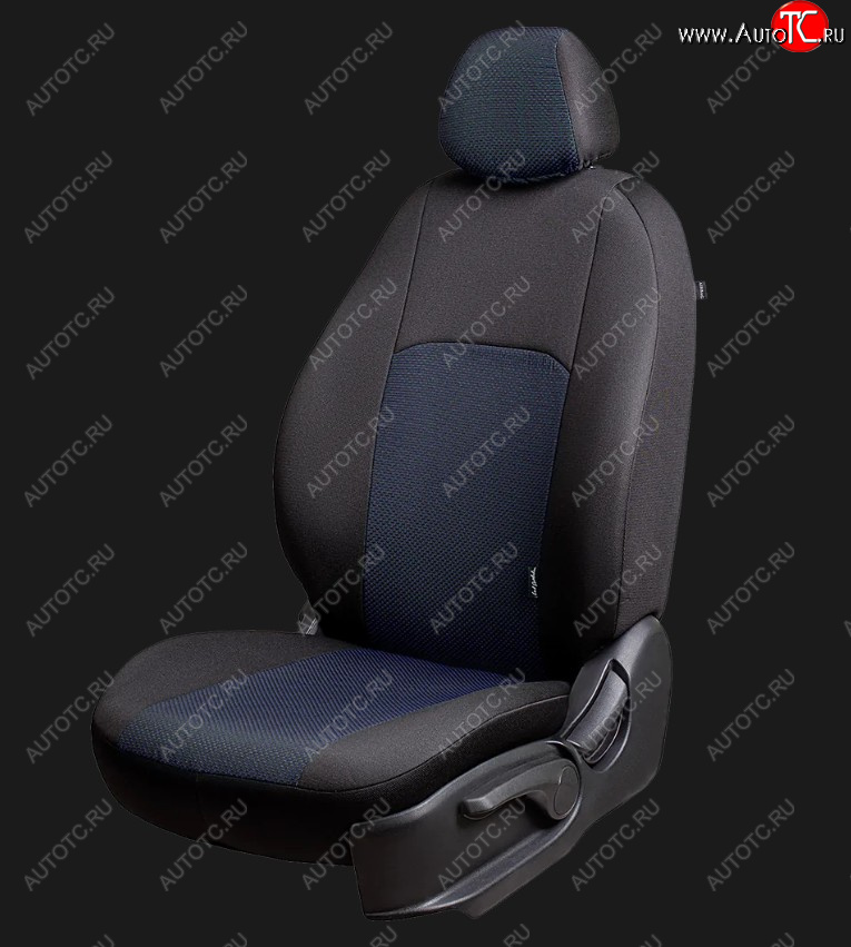 7 849 р. Чехлы сидений Lord Autofashion Дублин (жаккард, 60/40, раздельная спинка и сиденья, 3Г-образ. подголовника) Vortex Tingo дорестайлинг (2010-2012) (Чёрный, Ёж синий)  с доставкой в г. Вологда
