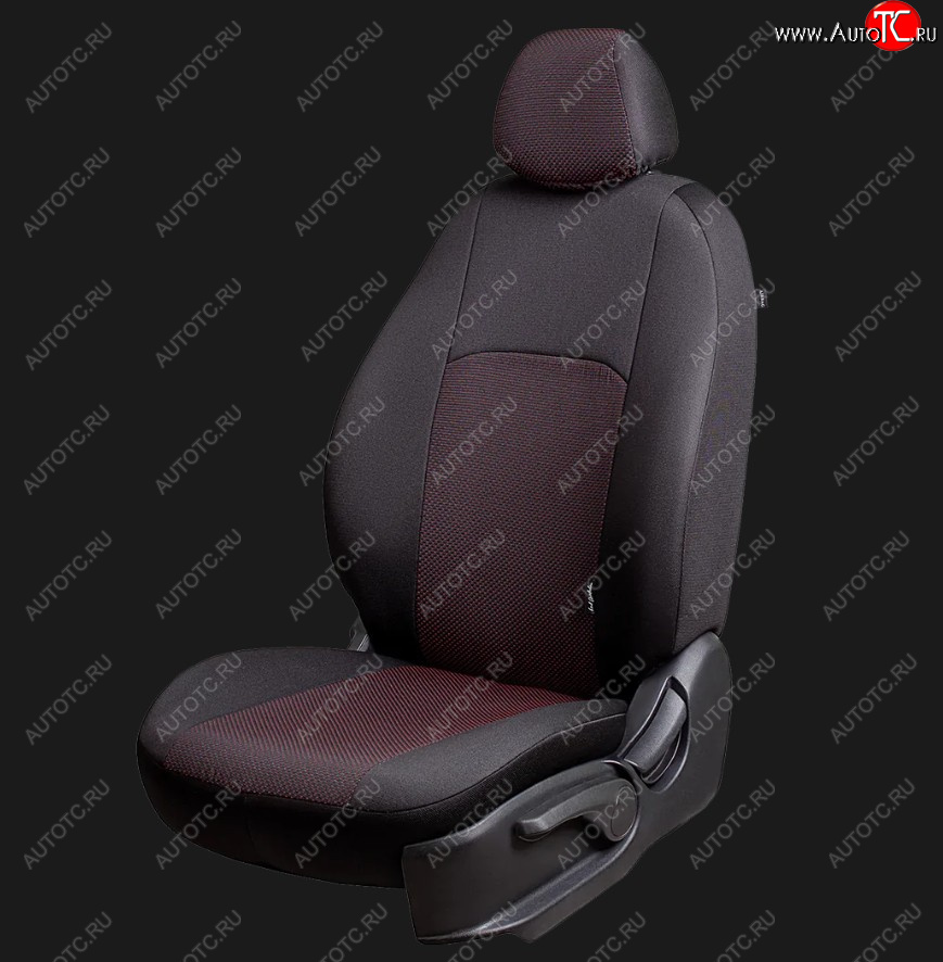 5 949 р. Чехлы сидений Lord Autofashion Дублин (жаккард, 60/40, раздельное заднее сиденье, 3Г-образ. подголовника) Chevrolet Aveo T250 хэтчбек 5 дв рестайлинг (2006-2011) (Чёрный, Ёж красный)  с доставкой в г. Вологда