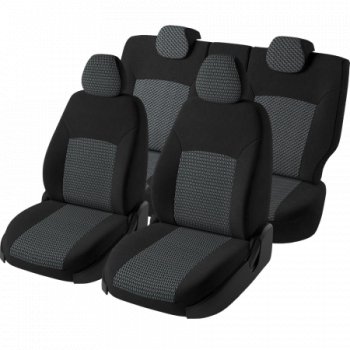 7 849 р. Чехлы сидений Lord Autofashion Дублин (жаккард, 60/40, раздельное заднее сиденье, 2Г-образ. подголовника) Chevrolet Cobalt седан дорестайлинг (2011-2016) (Чёрный, зигзаг)  с доставкой в г. Вологда. Увеличить фотографию 2