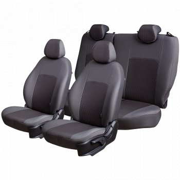 5 399 р. Чехлы сидений Lord Autofashion Дублин (жаккард, 60/40, раздельная спинка, 2Г-образ. подголовника) Hyundai Solaris RBr седан дорестайлинг (2010-2014) (Серый, стежок серый)  с доставкой в г. Вологда. Увеличить фотографию 3