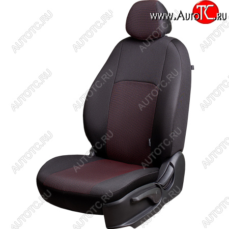 6 999 р. Чехлы сидений Lord Autofashion Дублин (жаккард, 60/40, раздельная задняя спинка, подлокотник, отдельные бока, 3Г-образ. подголовника) Mazda 6 GH дорестайлинг седан (2007-2010) (Чёрный, Ёж красный)  с доставкой в г. Вологда