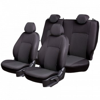 5 349 р. Чехлы сидений Lord Autofashion Дублин (жаккард, 60/40, раздельная задняя спинка, 3Г-образ. подголовника) Mitsubishi ASX дорестайлинг (2010-2012) (Чёрный, Ёж белый)  с доставкой в г. Вологда. Увеличить фотографию 3
