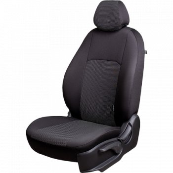 Чехлы сидений Lord Autofashion Дублин (жаккард, 60/40, раздельная задняя спинка, 3Г-образ. подголовника) Mitsubishi ASX дорестайлинг (2010-2012) (Чёрный, Ёж белый)