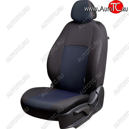 5 999 р. Чехлы сидений Lord Autofashion Дублин (жаккард, 60/40, раздельное заднее сиденье и спинка, 3Г-образ. подголовника) Chevrolet Spark M300 дорестайлинг (2010-2015) (Чёрный, Ёж синий)  с доставкой в г. Вологда