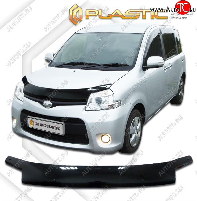 2 079 р. Дефлектор капота CA-Plastic  Toyota Sienta Dice (2011-2015) хэтчбек 5 дв. (серия Classic черный, без хром. молдинга)  с доставкой в г. Вологда