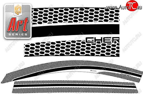 2 199 р. Дефлектора окон CA-Plastic  Chery Tiggo 8 PRO (2021-2025) (Серия Art черная, без хром. молдинга)  с доставкой в г. Вологда