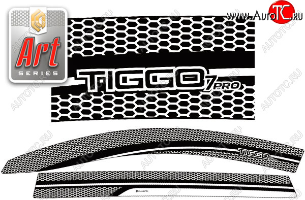2 199 р. Дефлектора окон CA-Plastic  Chery Tiggo 7 PRO (2019-2025) (Серия Art графит, без хром. молдинга, крепление скотч)  с доставкой в г. Вологда