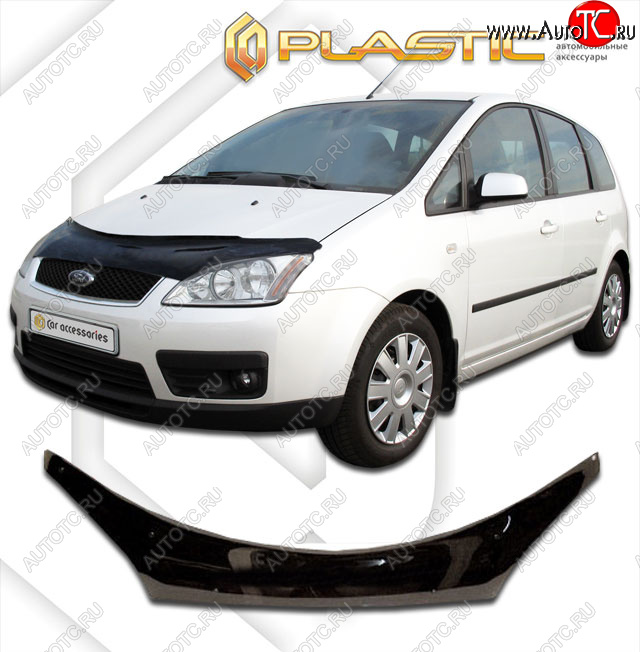 2 399 р. Дефлектор капота (exclusive) CA-Plastic  Ford C-max  Mk1 (2003-2007) доресталинг (Classic чёрный, Без надписи)  с доставкой в г. Вологда