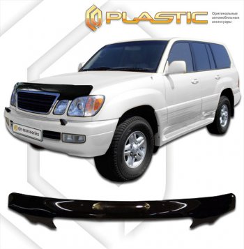 2 399 р. Дефлектор капота CA-Plastic exclusive Toyota Land Cruiser Cygnus j100 дорестайлинг (1998-2003) (серия Classic чёрный, Без надписи)  с доставкой в г. Вологда. Увеличить фотографию 2