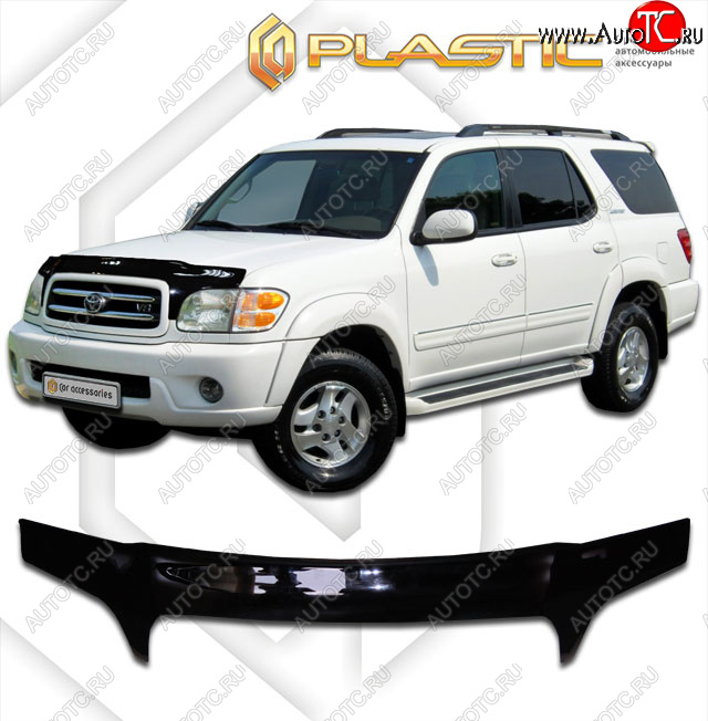 2 599 р. Дефлектор капота (exclusive) CA-Plastic  Toyota Sequoia (2000-2004) XK30, XK40 дорестайлинг (Classic чёрный, Без надписи)  с доставкой в г. Вологда