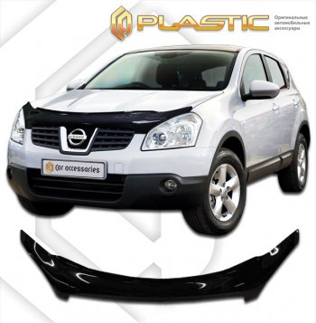 2 399 р. Дефлектор капота (exclusive) CA-Plastic  Nissan Dualis (2007-2014) J10 дорестайлинг, J10 1-ый рестайлинг, J10 2-ой рестайлинг (серия Classic черный, Без надписи)  с доставкой в г. Вологда. Увеличить фотографию 2