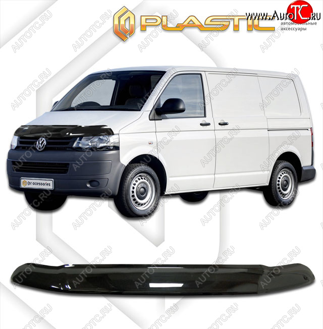 2 599 р. Дефлектор капота (exclusive) CA-Plastic  Volkswagen Multivan  T5 (2009-2015) рестайлинг (Classic чёрный, Без надписи)  с доставкой в г. Вологда