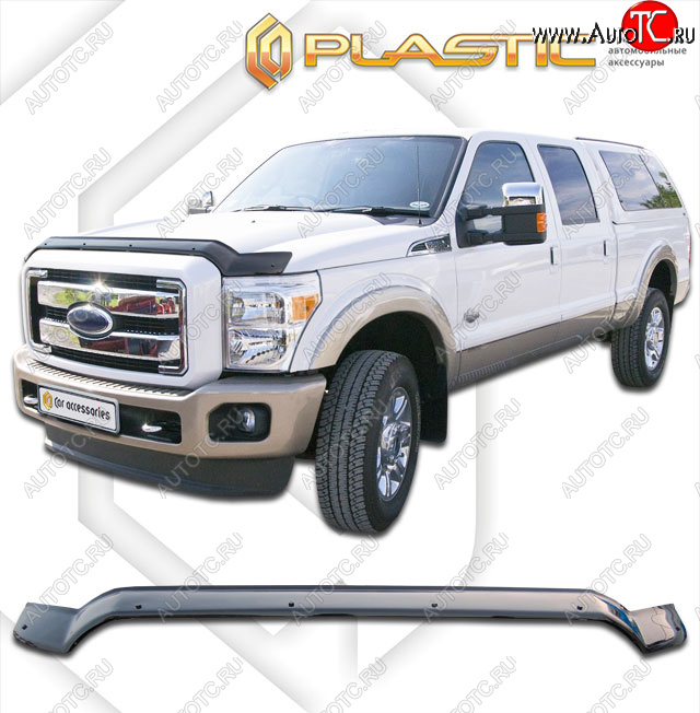 2 899 р. Дефлектор капота (exclusive) CA-Plastic  Ford F350  P473 PickUp CrewCab (2010-2016) (Classic чёрный, Без надписи)  с доставкой в г. Вологда