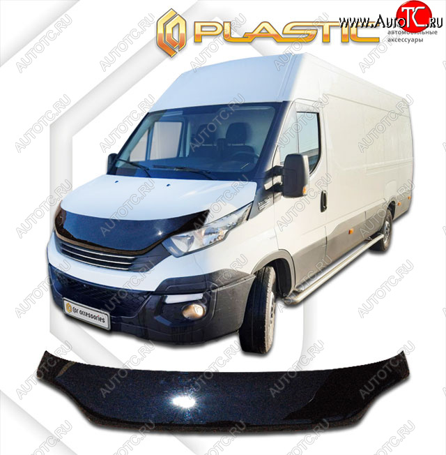 2 599 р. Дефлектор капота (exclusive) CA-Plastic  Iveco Daily (2014-2019) фургон (Classic чёрный, Без надписи)  с доставкой в г. Вологда